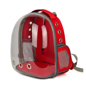 Transparante draagtas Astronaut Kat Hond 42x22x33 Cm Rood