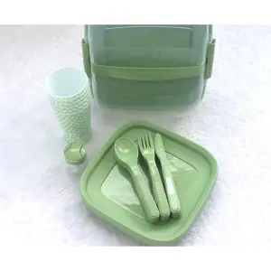 Titiz Mooie Picknickset voor 6 Personen, 32-delig Groen