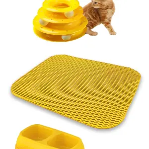 Luxe Indoor Kattentoilet Draagmand Bed Krabmat 3-laags Speelgoed Kat Starter Set-ltk2