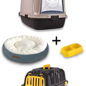 XXL Gesloten Toilet + Draagmand + Bed + Voerbak cadeau kattenset-XXLKT8