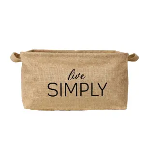 Jut stoffen mand rechthoekig Live Simply Rieten decoratieve speelgoedopbergmand groot formaat 25 cm x 31 cm x 42 cm